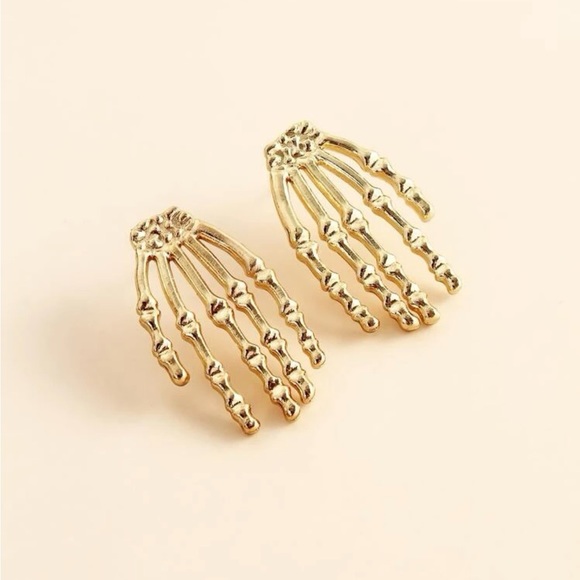 Skeleton Hand Stud Earrings - Picture 2 of 4